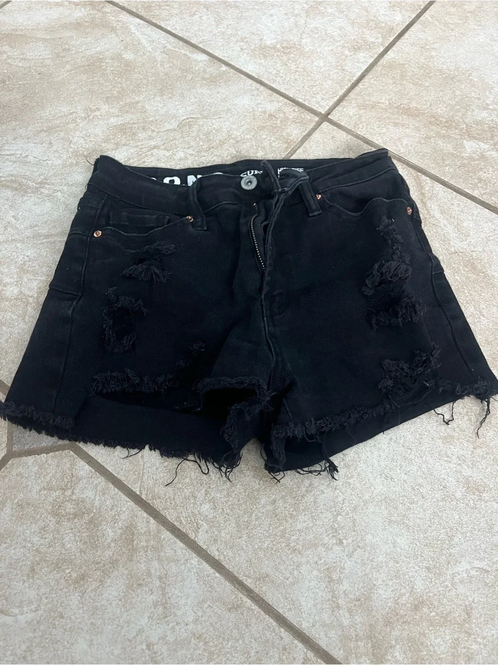 Distressed Black Women's Denim Shorts